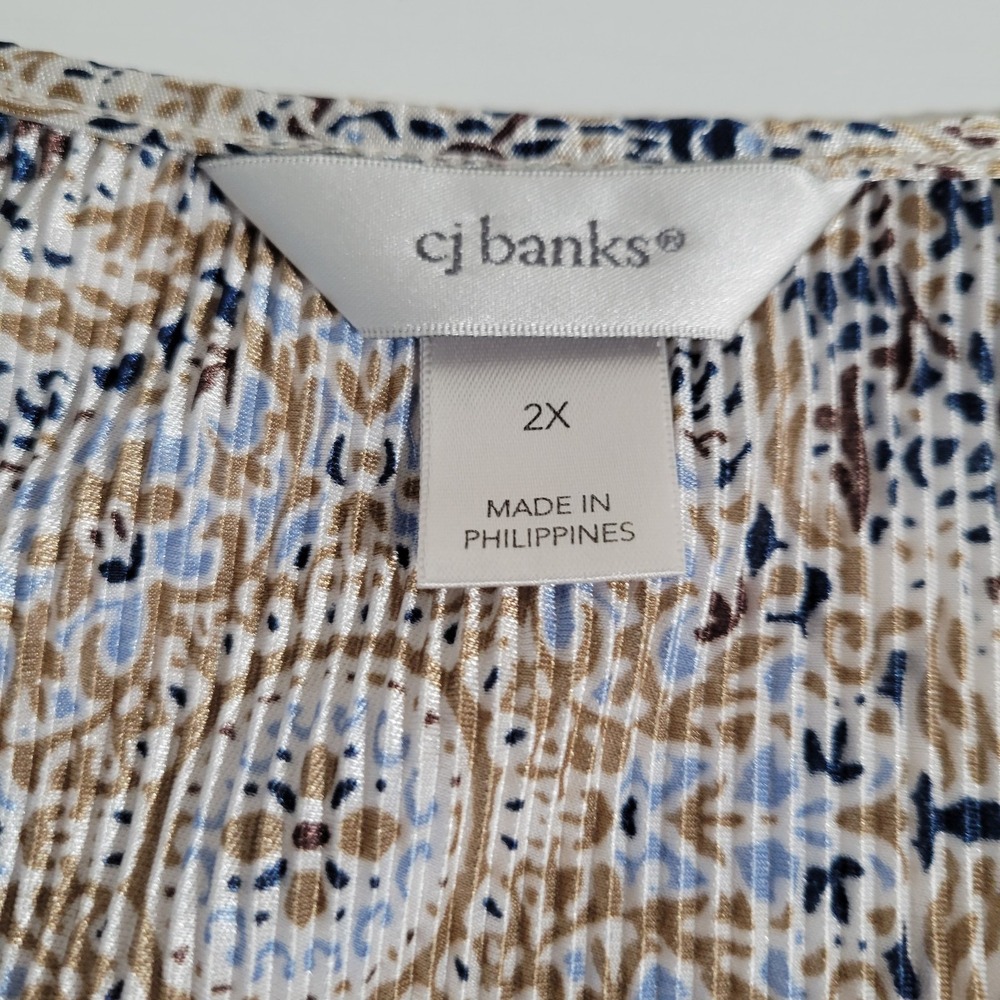CJ Banks Floral Women's Top Blouse Plus Size 2X Short Sleeve Ruffles 1958 - Picture 4 of 6